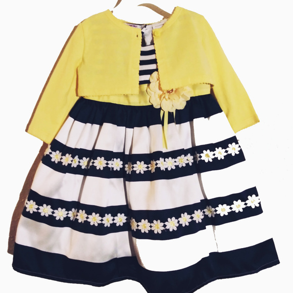 Toddler Girl Blueberi Boulevard Striped Dress - Picture 4 of 4